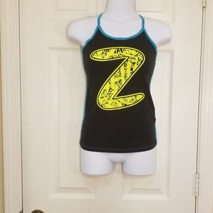 Zumba Black/Blue Convertible Spaghetti Strap Tank